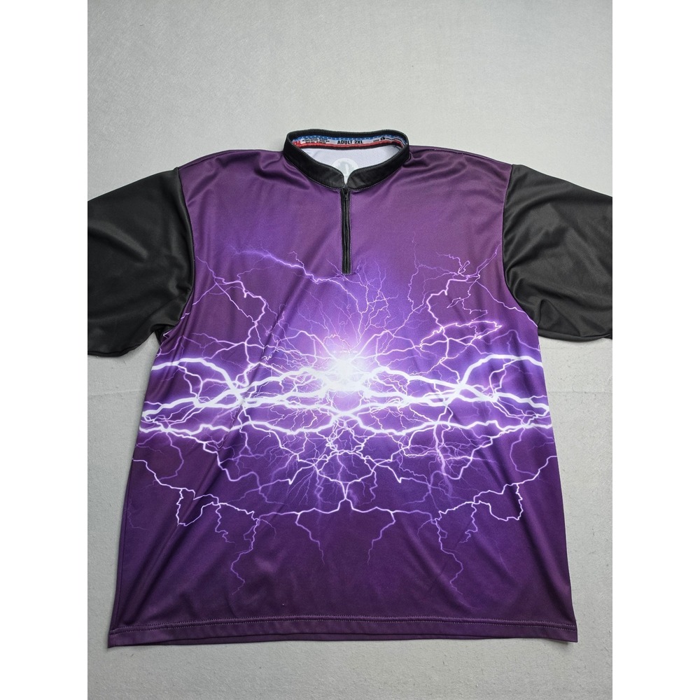 Logo Infusion Bowling Jersey Mens 2XL Purple Lightning Quarter Zip Performance